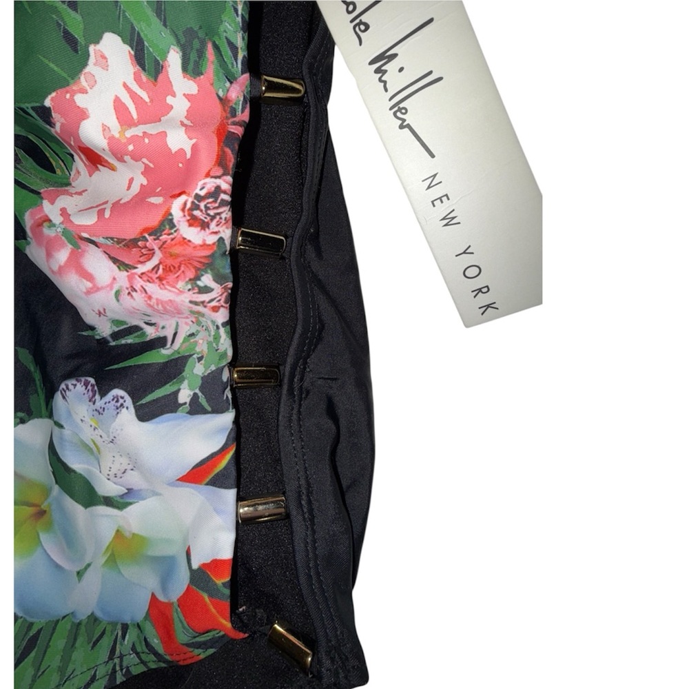 Nicole Miller NWT Tropical One-Piece Swimsuit, open sides with gold hardware - Picture 5 of 6